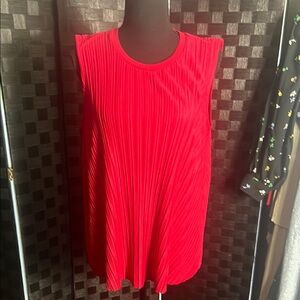 Philosophy Red Pleated Sleeveless Tank Top